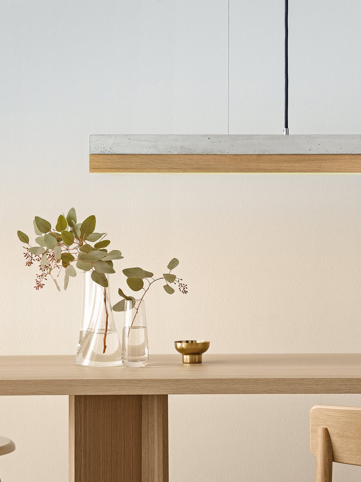 [C1] Oak Wood & Light Grey Pendant Light
