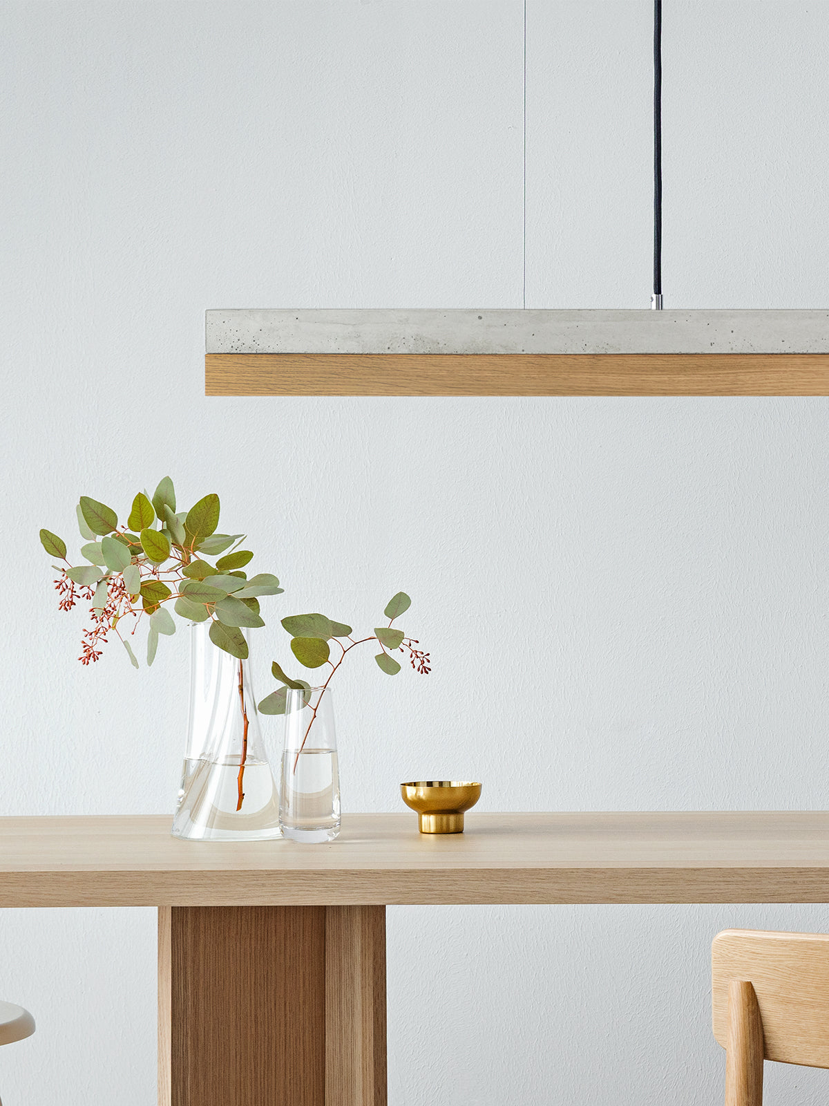 [C1] Oak Wood & Light Grey Pendant Light