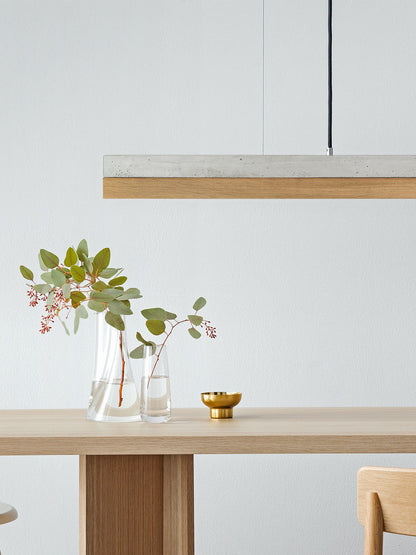 [C1] Oak Wood & Light Grey Pendant Light