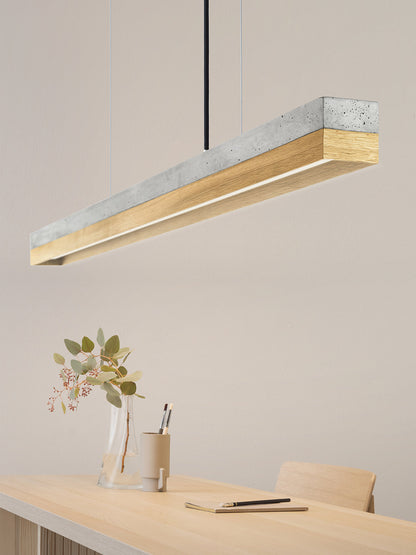 [C1] Oak Wood & Light Grey Pendant Light