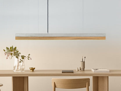 [C1] Oak Wood & Light Grey Pendant Light