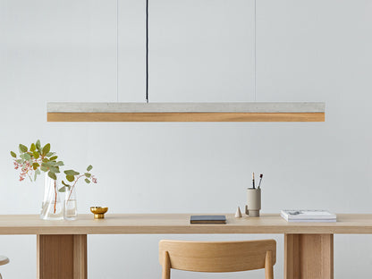[C1] Oak Wood & Light Grey Pendant Light