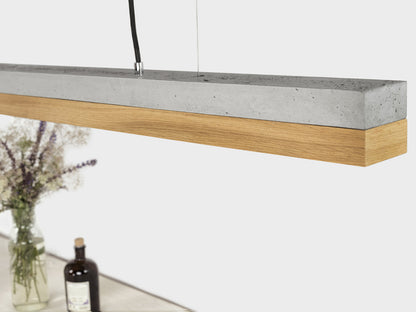 [C1] Oak Wood & Light Grey Pendant Light