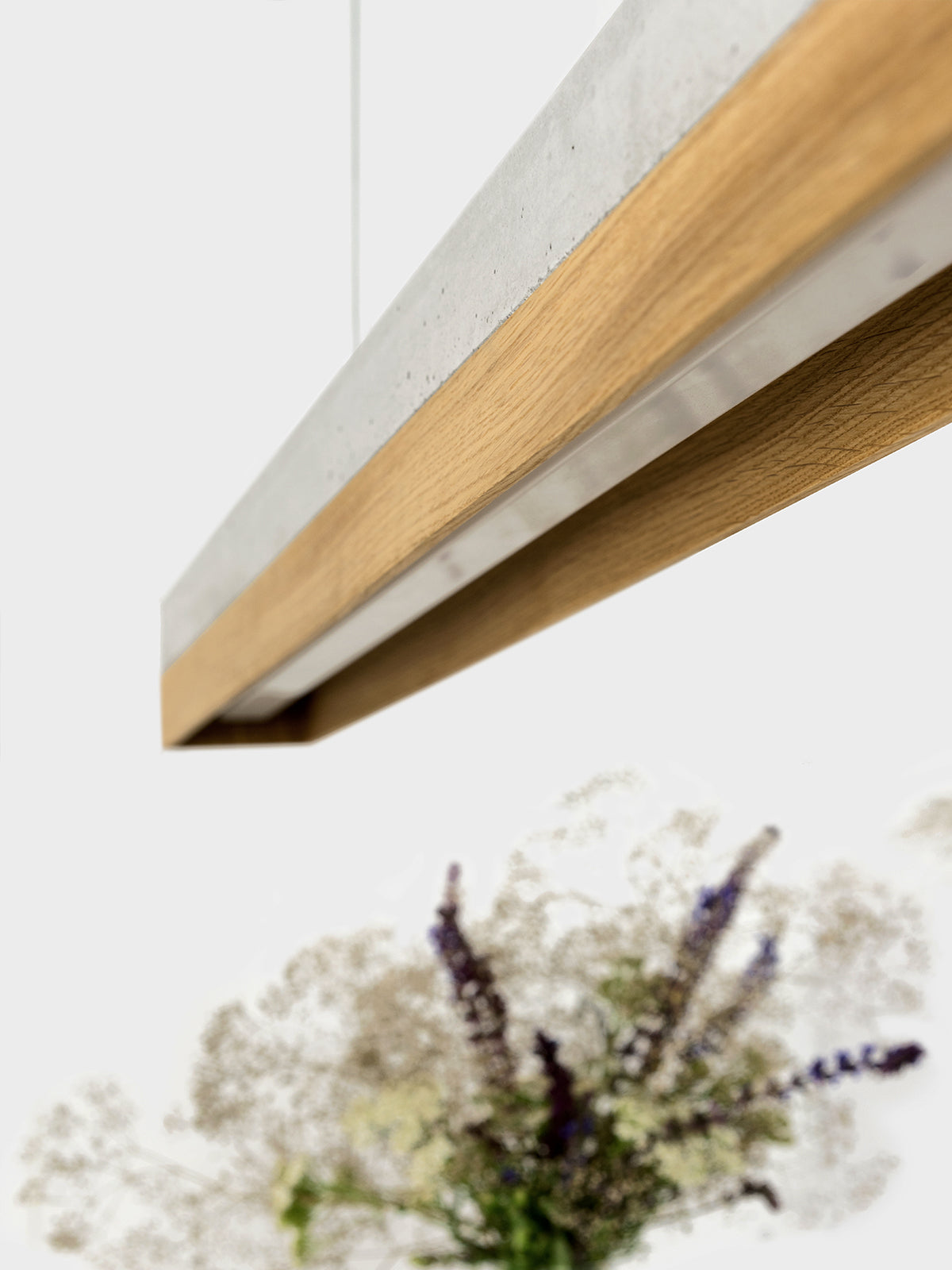 [C1] Oak Wood & Light Grey Pendant Light