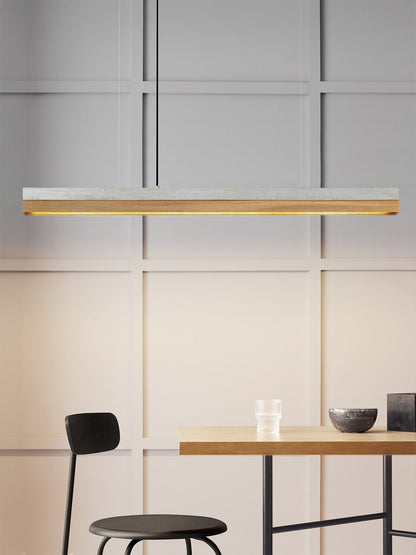 [C1] Oak Wood & Light Grey Pendant Light