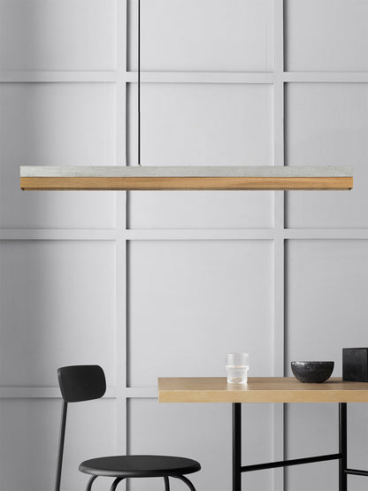 [C1] Oak Wood & Light Grey Pendant Light