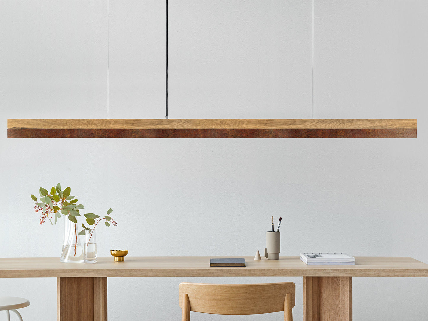 [C3] Corten Steel & Oak Wood Pendant Light