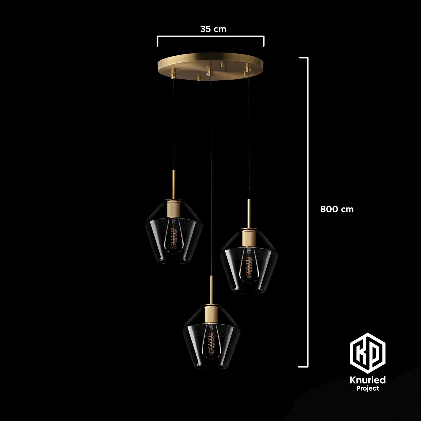 knurled 3 drop pendant diamond shade brass product photo 2