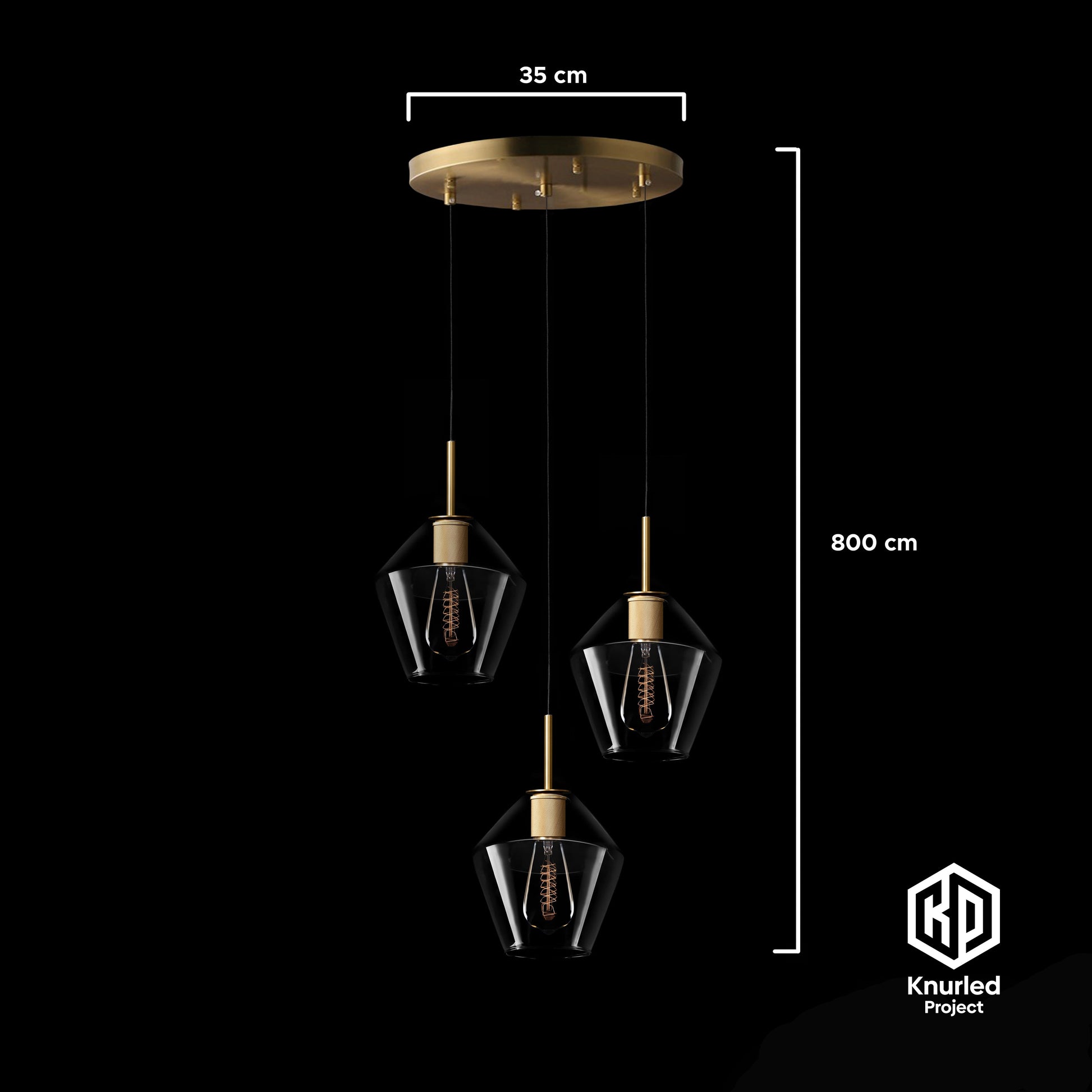 knurled 3 drop pendant diamond shade brass product photo 2