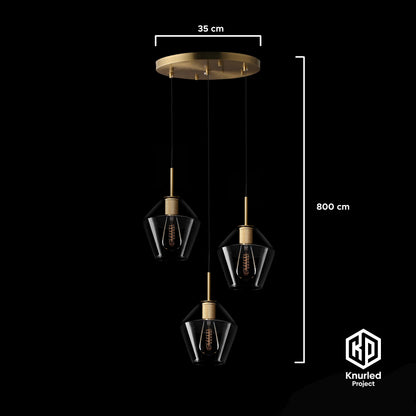 knurled 3 drop pendant diamond shade brass product photo 2