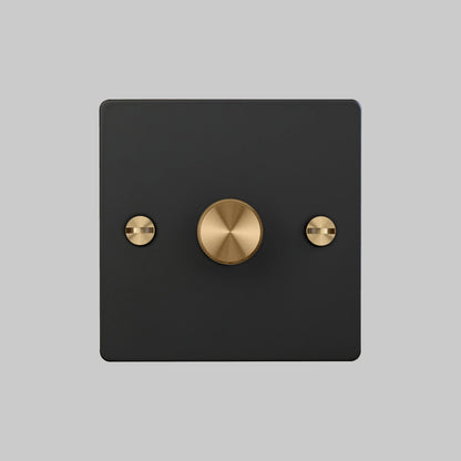 1G Dimmer/ 120W/ Black, Brass front view 