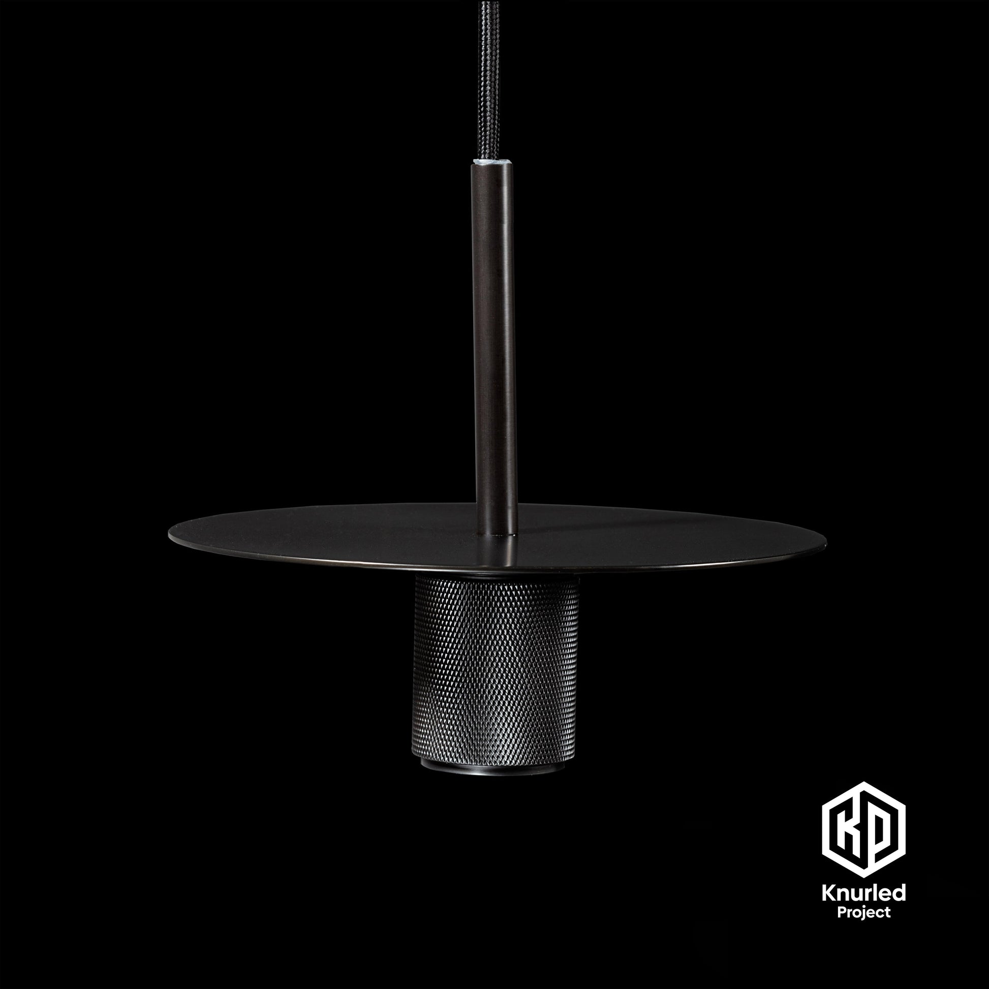 knurled disc pendant light bell shade matte black product photo 5