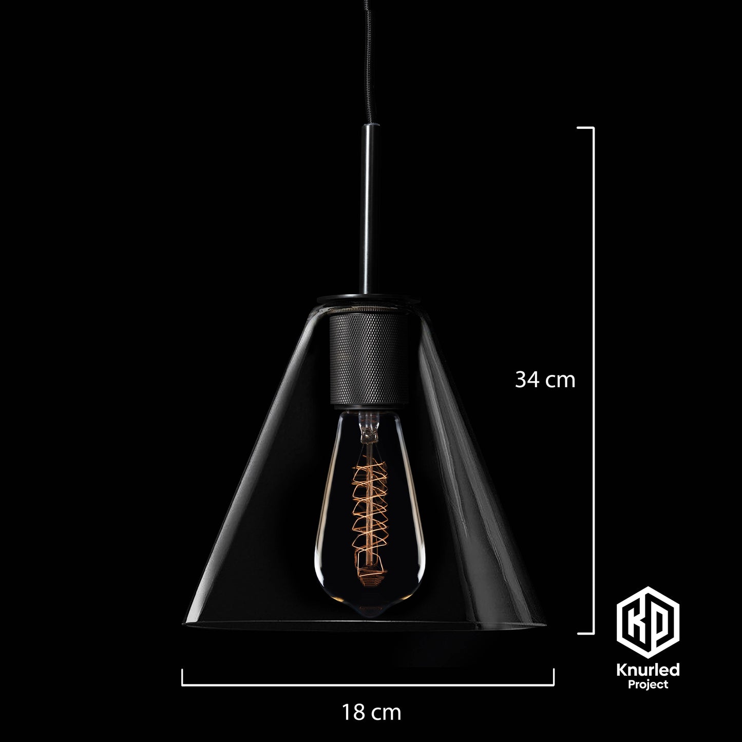 knurled shade pendant light cone shade matte black product photo 3
