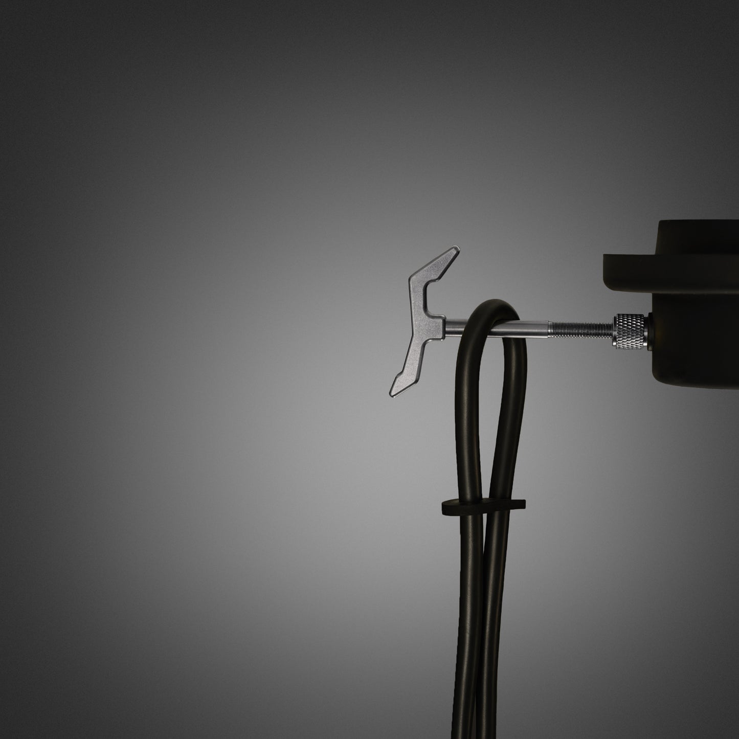 Hooked 1.0 Small Pendant Light / Stone Steel, detailed close up of hook and cable.
