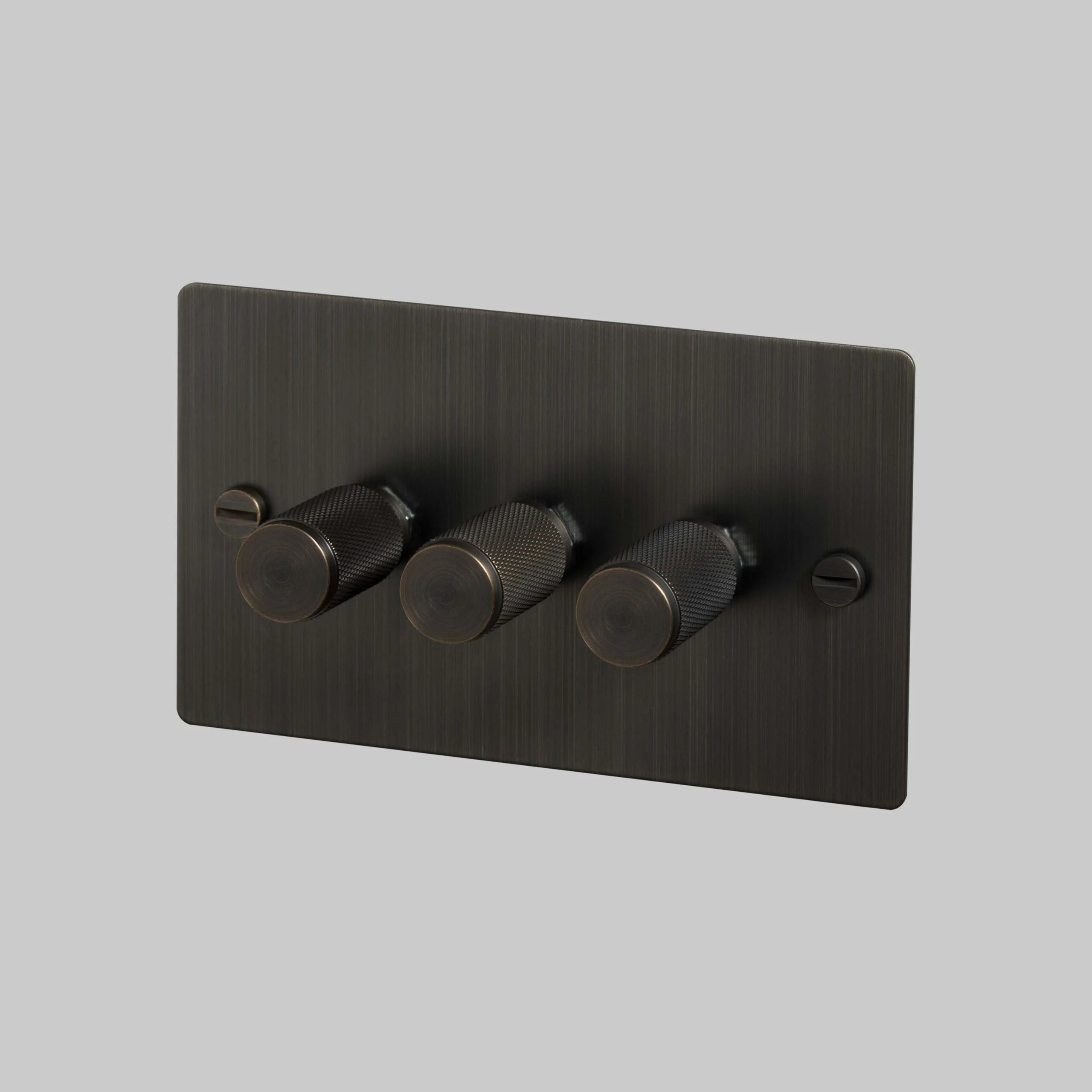 3G Dimmer/ 120W/ Smoked Bronze with smoked bronze details, angled view.