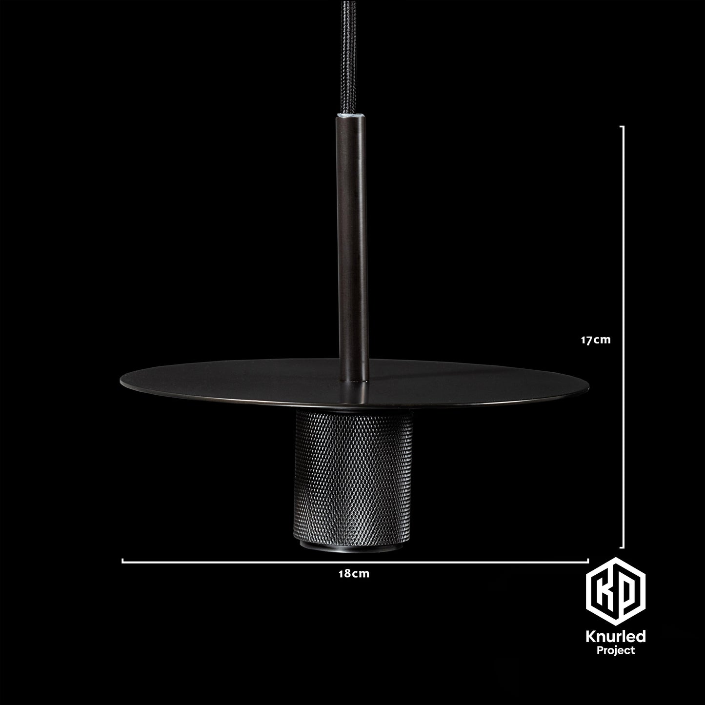knurled disc pendant light bell shade matte black product photo 4