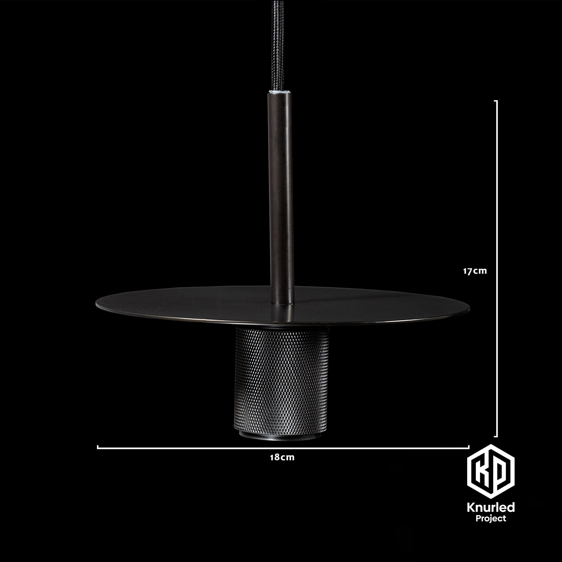 knurled disc pendant light bell shade matte black product photo 4