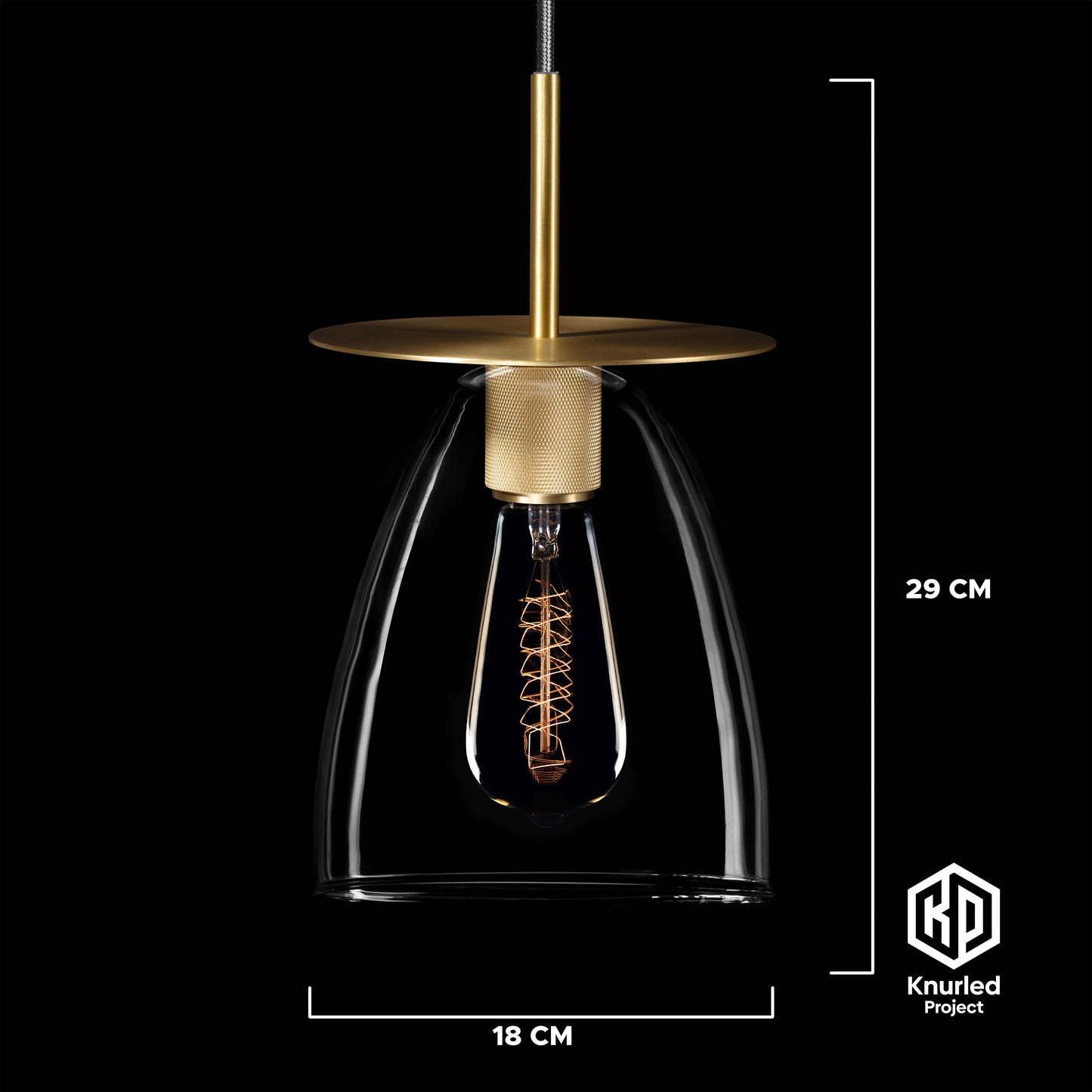 knurled disc pendant light bell shade brass product photo 2