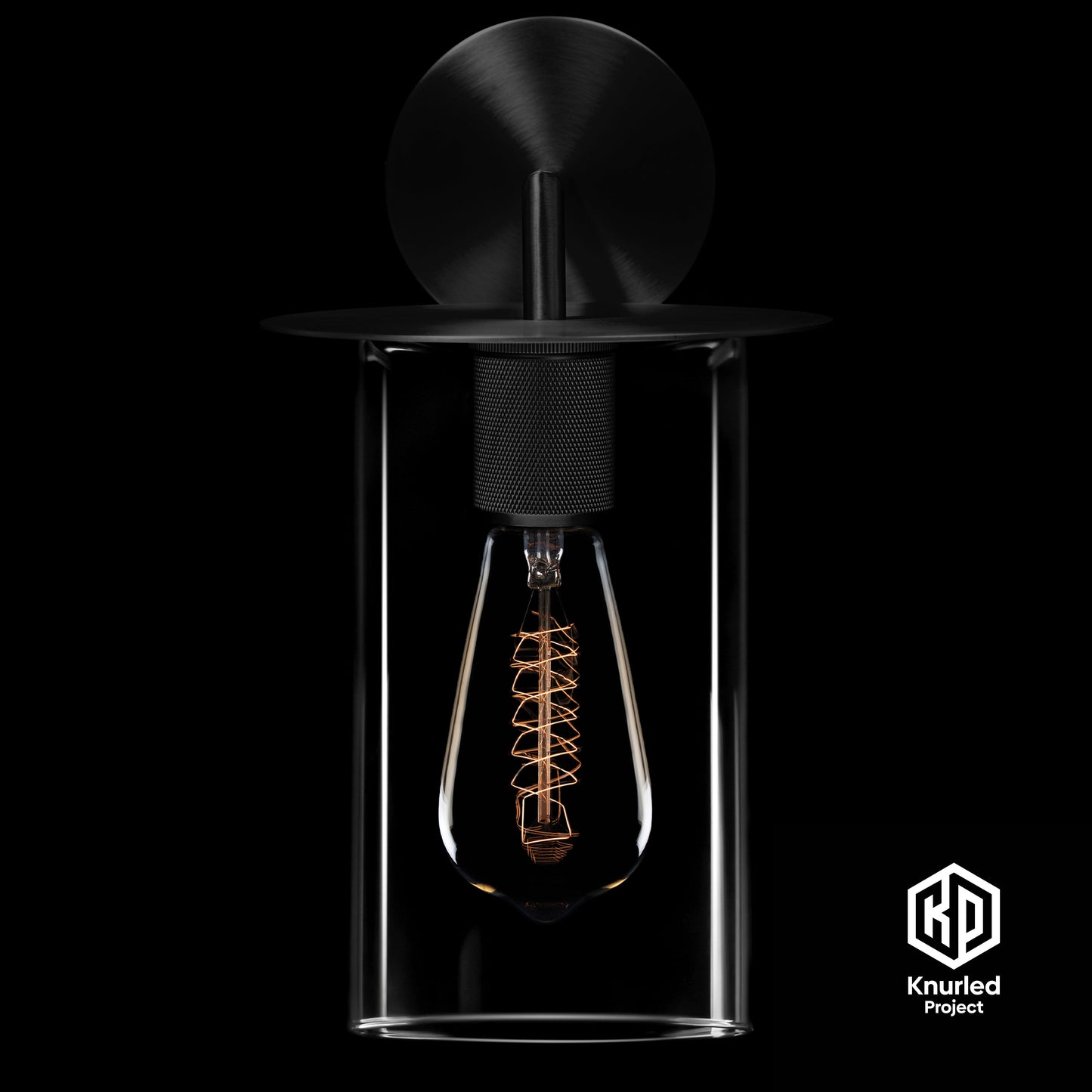 Matte Black Disc Wall Light + Cylinder Shade product shot