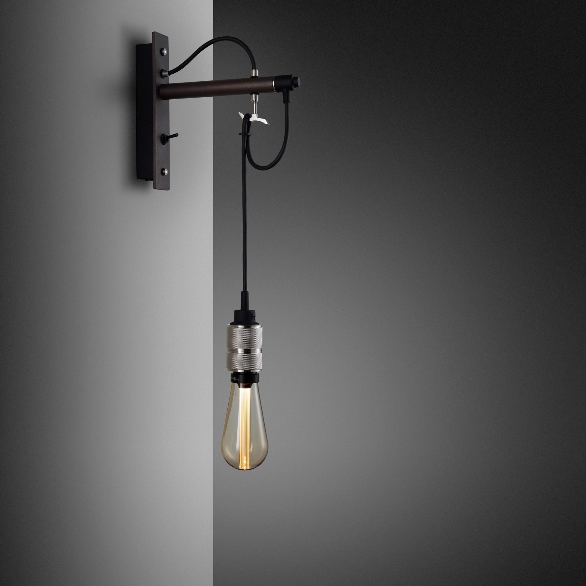 Hooked Wall Light/ Nude/ Graphite Steel gold tinted bulb