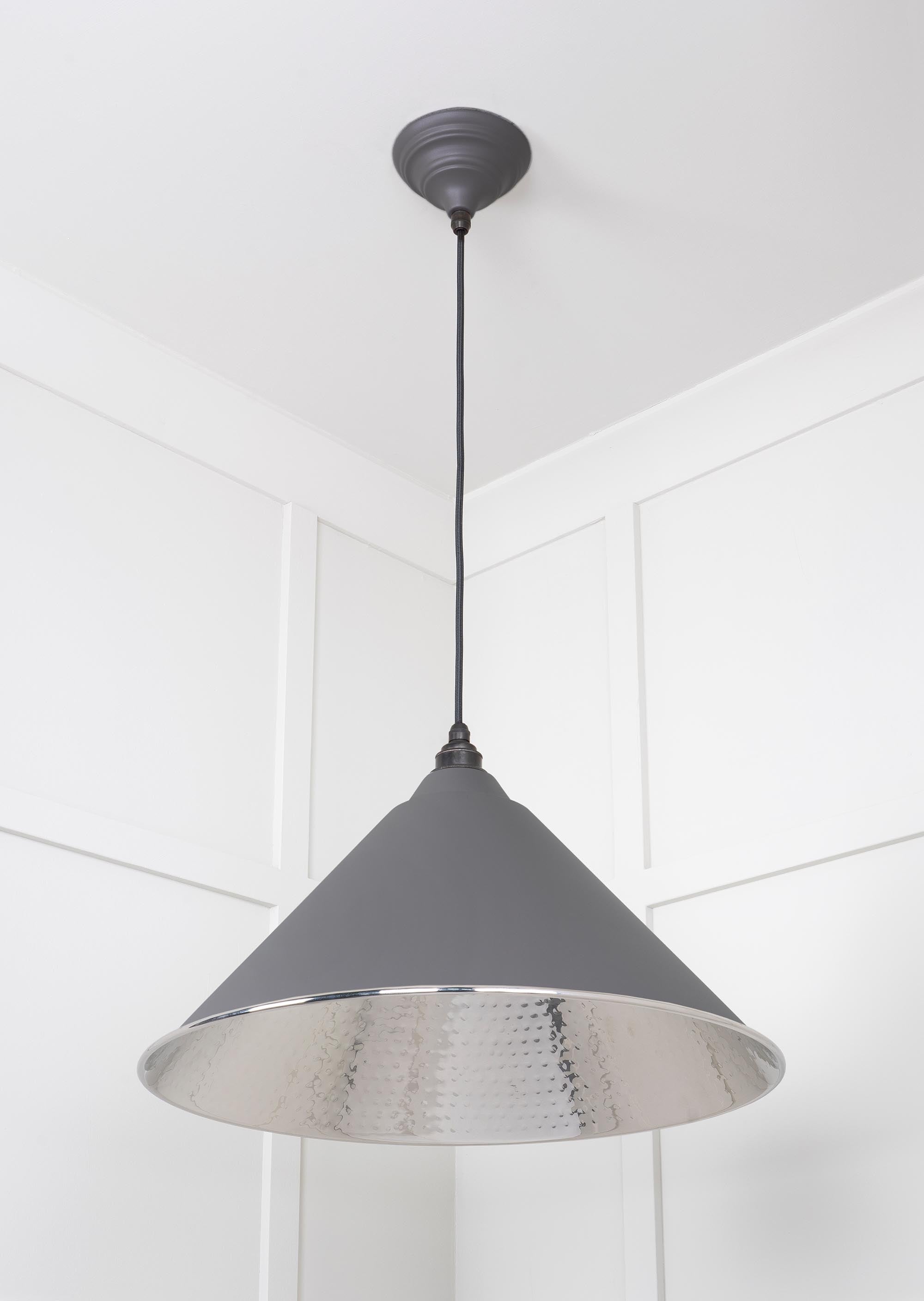 Hammered Nickel Hockley Pendant Light Bluff, Underside.