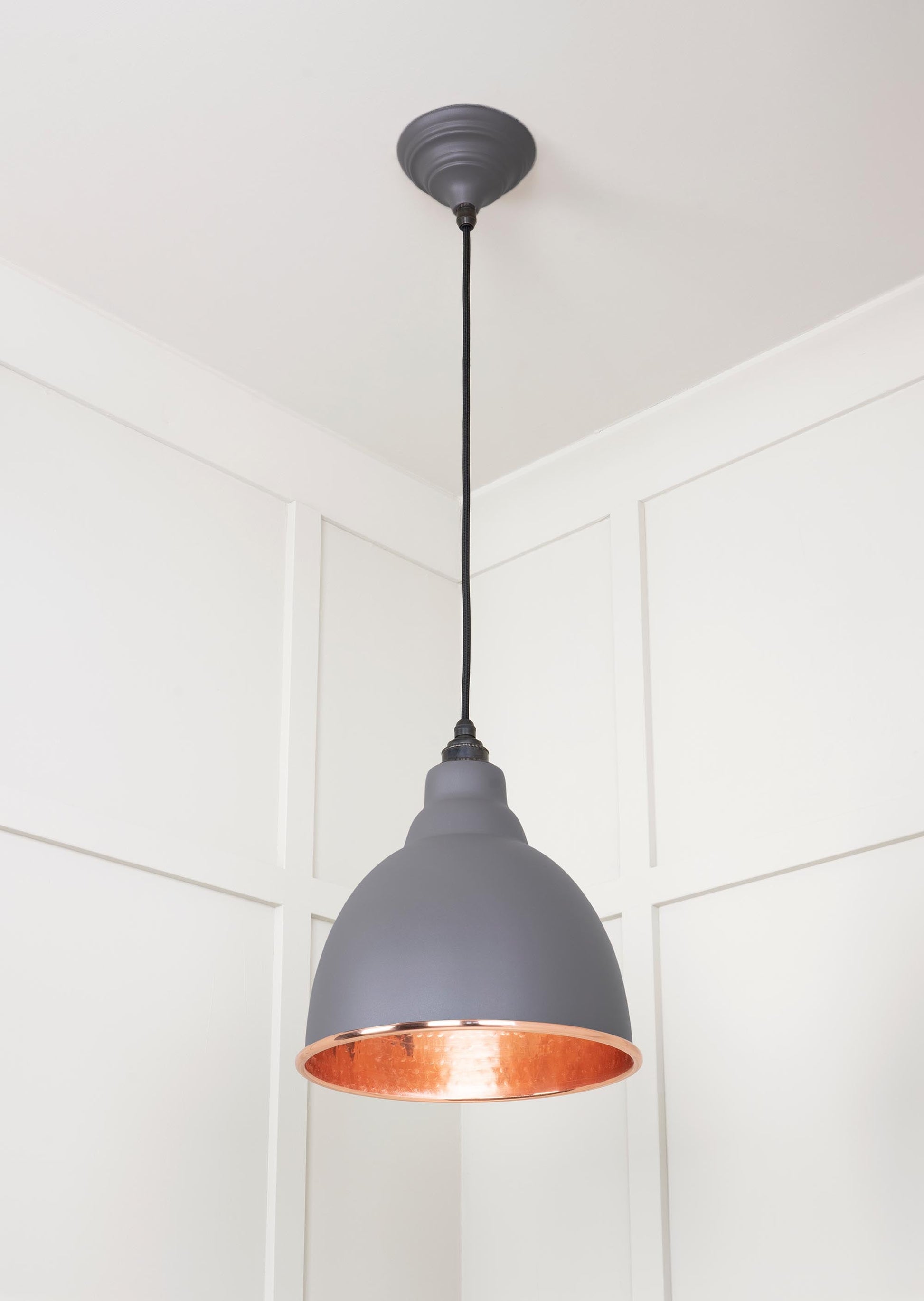 Hammered Copper Brindley Pendant Light  Bluff, Underside.