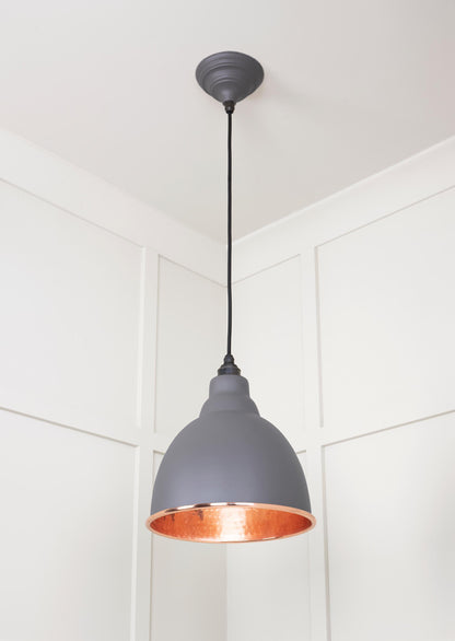 Hammered Copper Brindley Pendant Light  Bluff, Underside.
