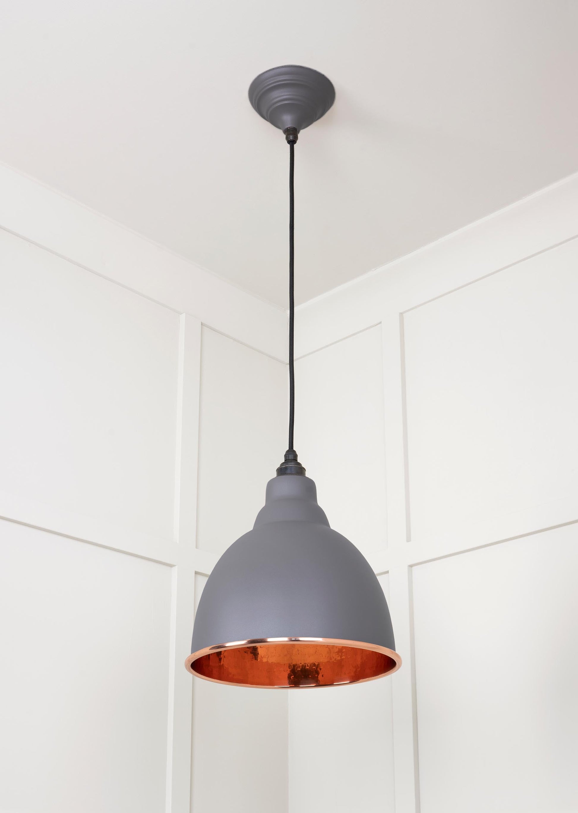 Hammered Copper Brindley Pendant Light  Bluff, Underside.
