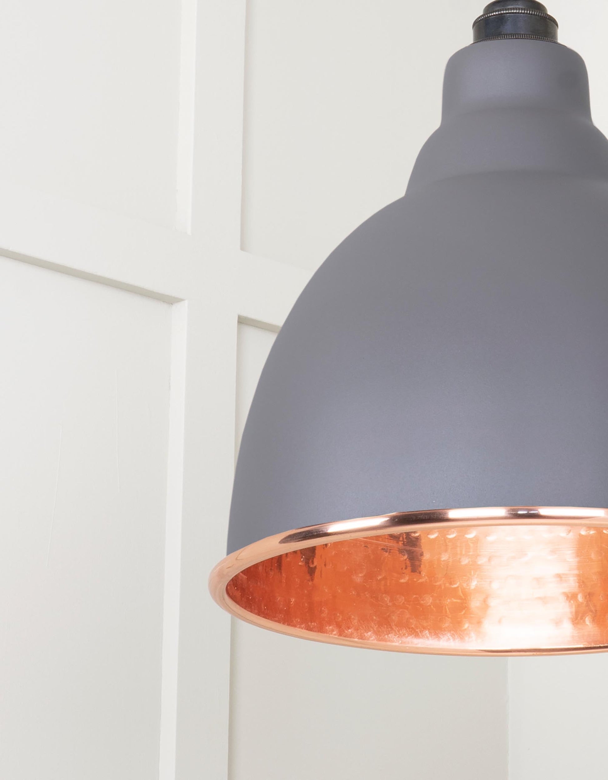 Hammered Copper Brindley Pendant Light  Bluff, Detailed close up view of pendant.