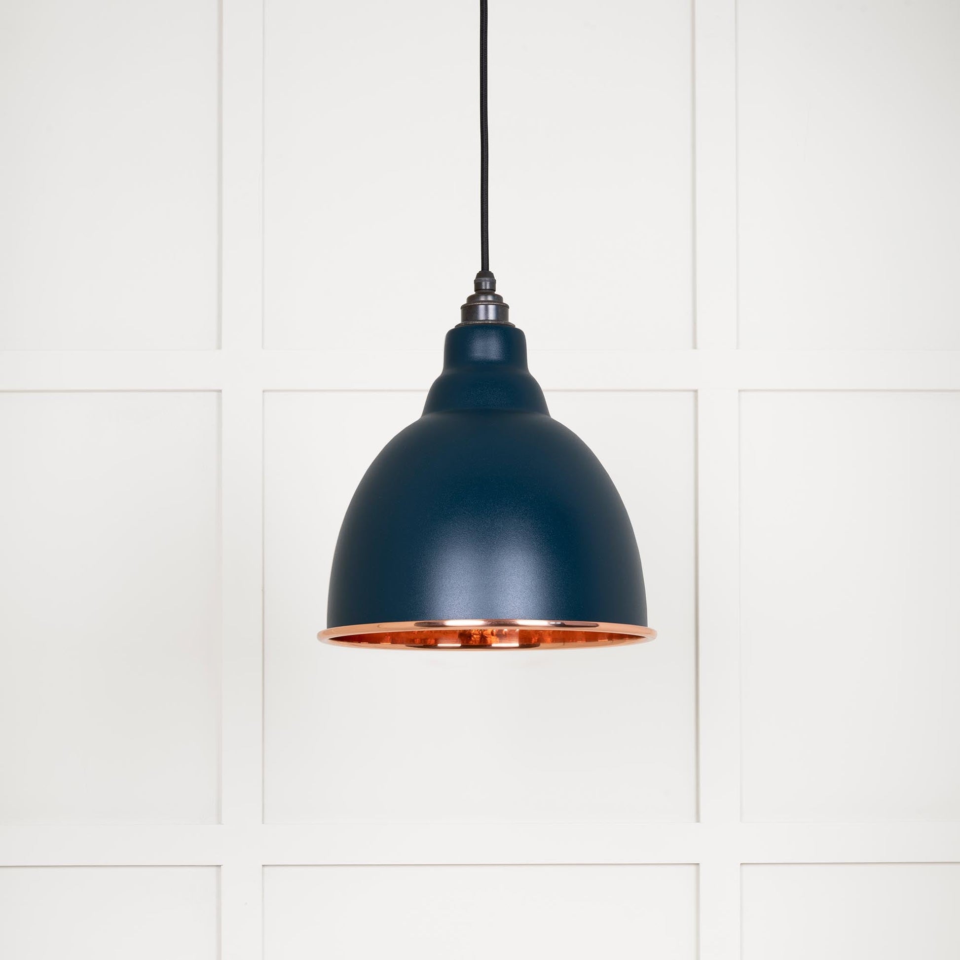 Hammered Copper Brindley Pendant Light  Dusk, Front Side.