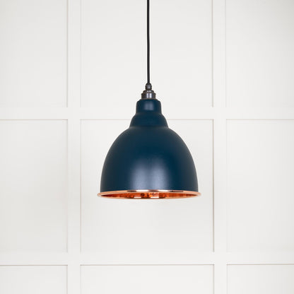 Hammered Copper Brindley Pendant Light  Dusk, Front Side.