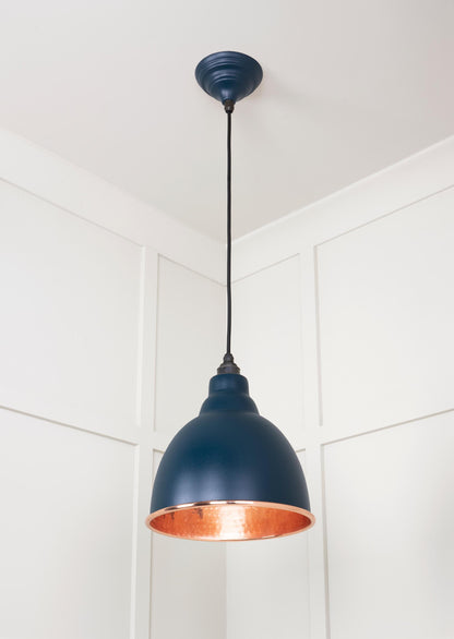 Hammered Copper Brindley Pendant Light  Dusk, Underside.