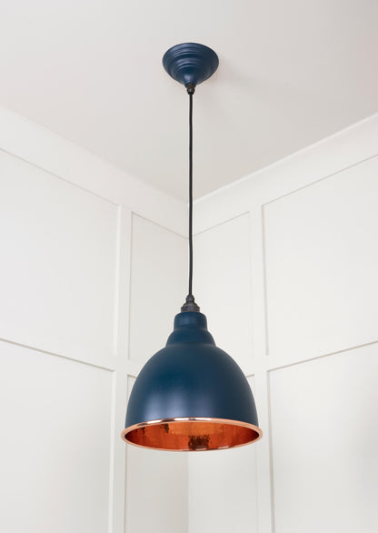 Hammered Copper Brindley Pendant Light  Dusk, Underside.