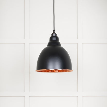 Hammered Copper Brindley Pendant Light  Elan Black, Front Side.