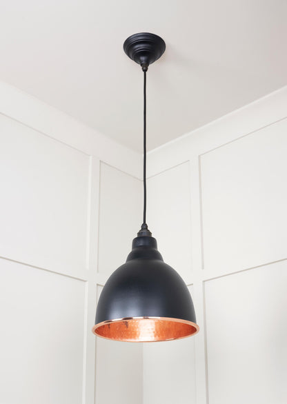Hammered Copper Brindley Pendant Light  Elan Black, Underside.