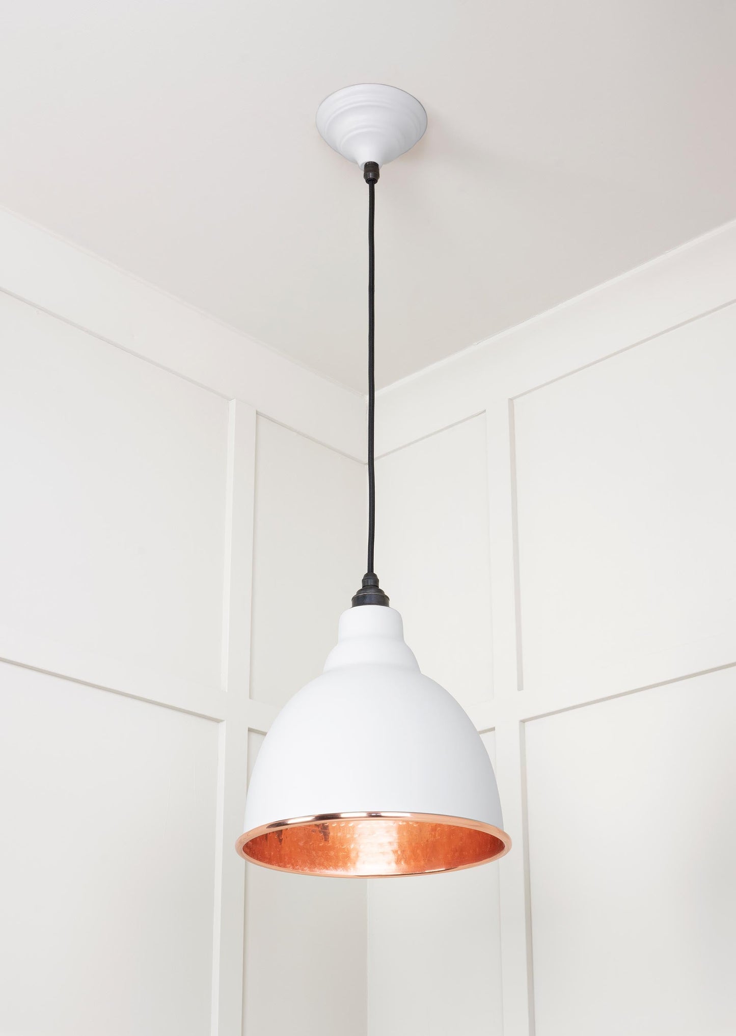 Hammered Copper Brindley Pendant Light  Flock, Underside.
