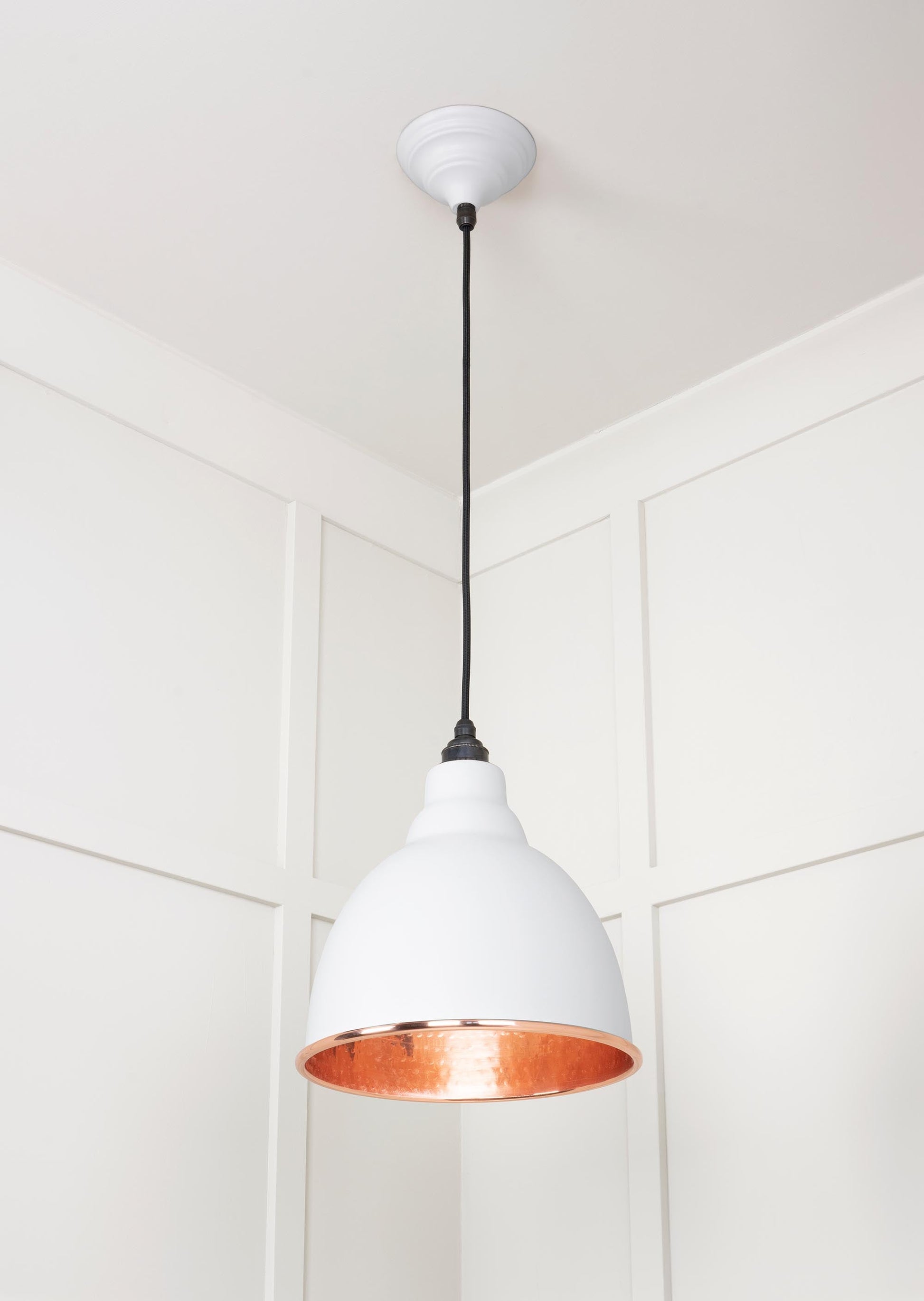 Hammered Copper Brindley Pendant Light  Flock, Underside.