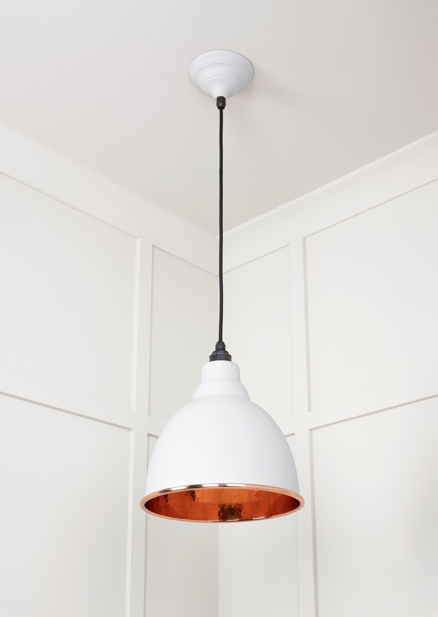 Hammered Copper Brindley Pendant Light  Flock, Underside.