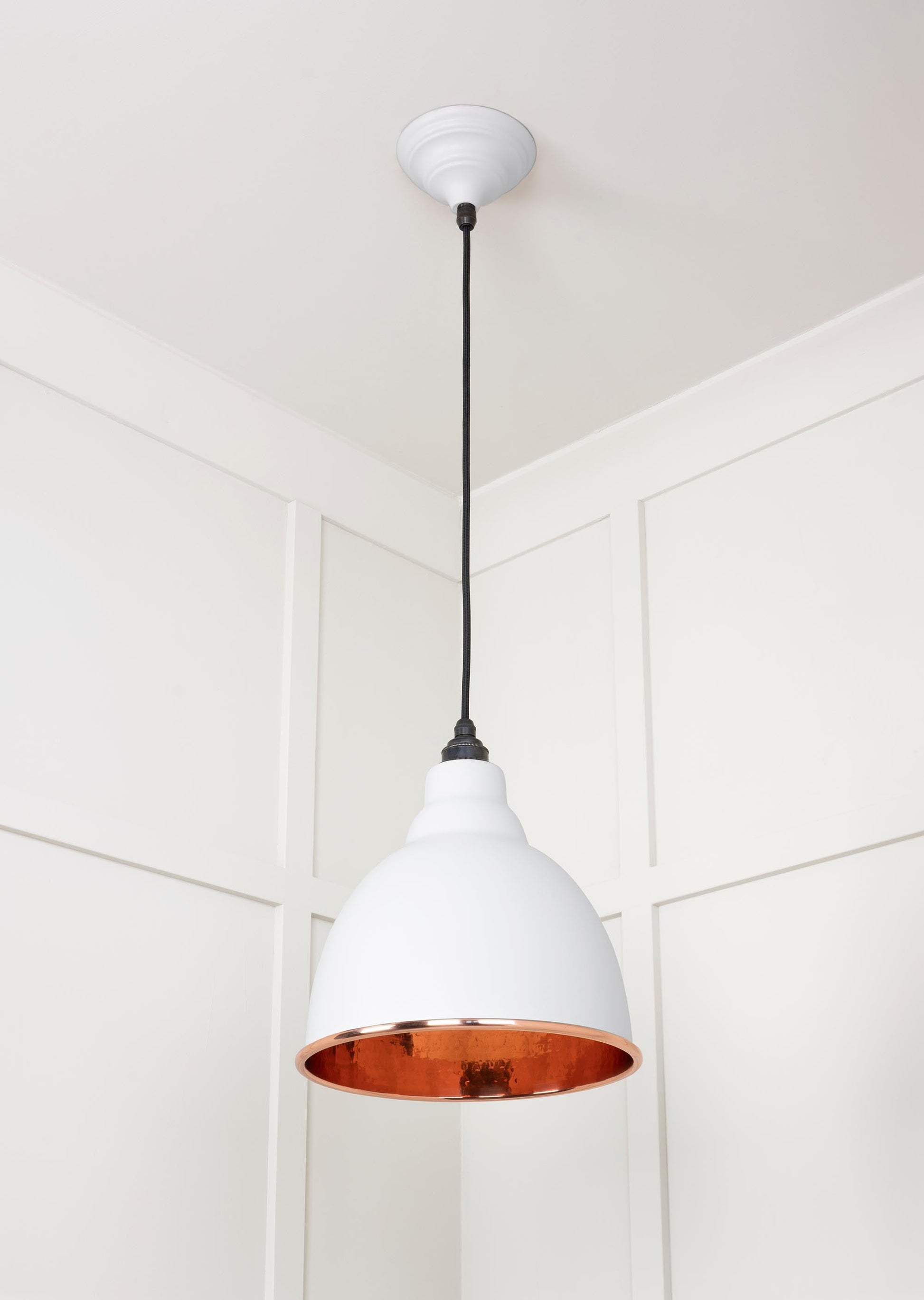 Hammered Copper Brindley Pendant Light  Flock, Underside.