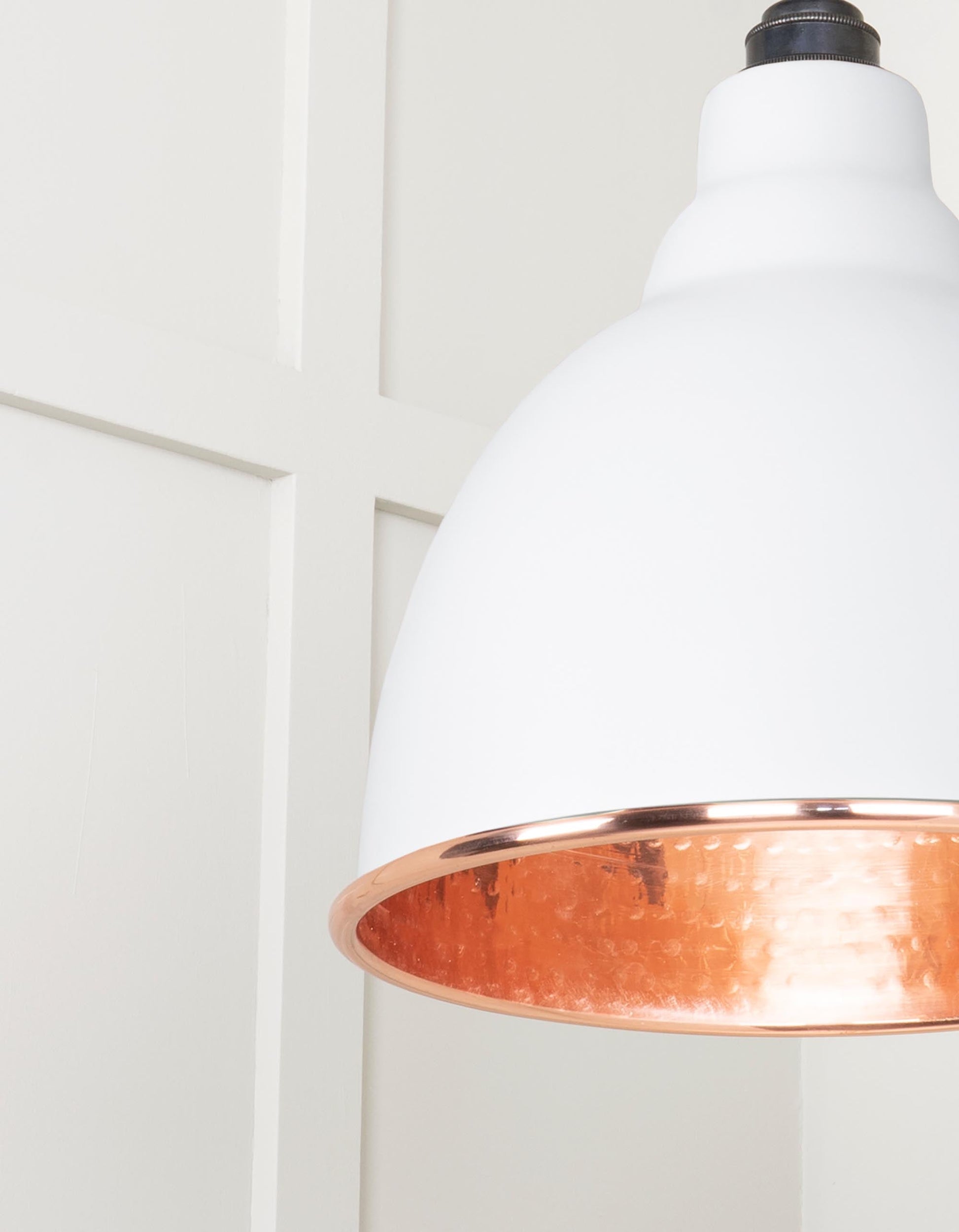 Hammered Copper Brindley Pendant Light  Flock, Detailed close up view of pendant.