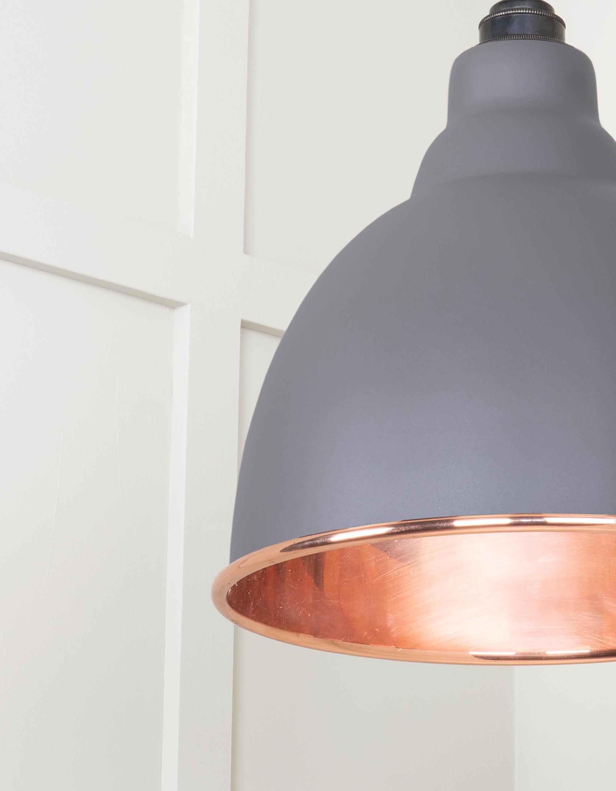 Smooth Copper Brindley Pendant Light  Bluff, Detailed close up view of pendant.