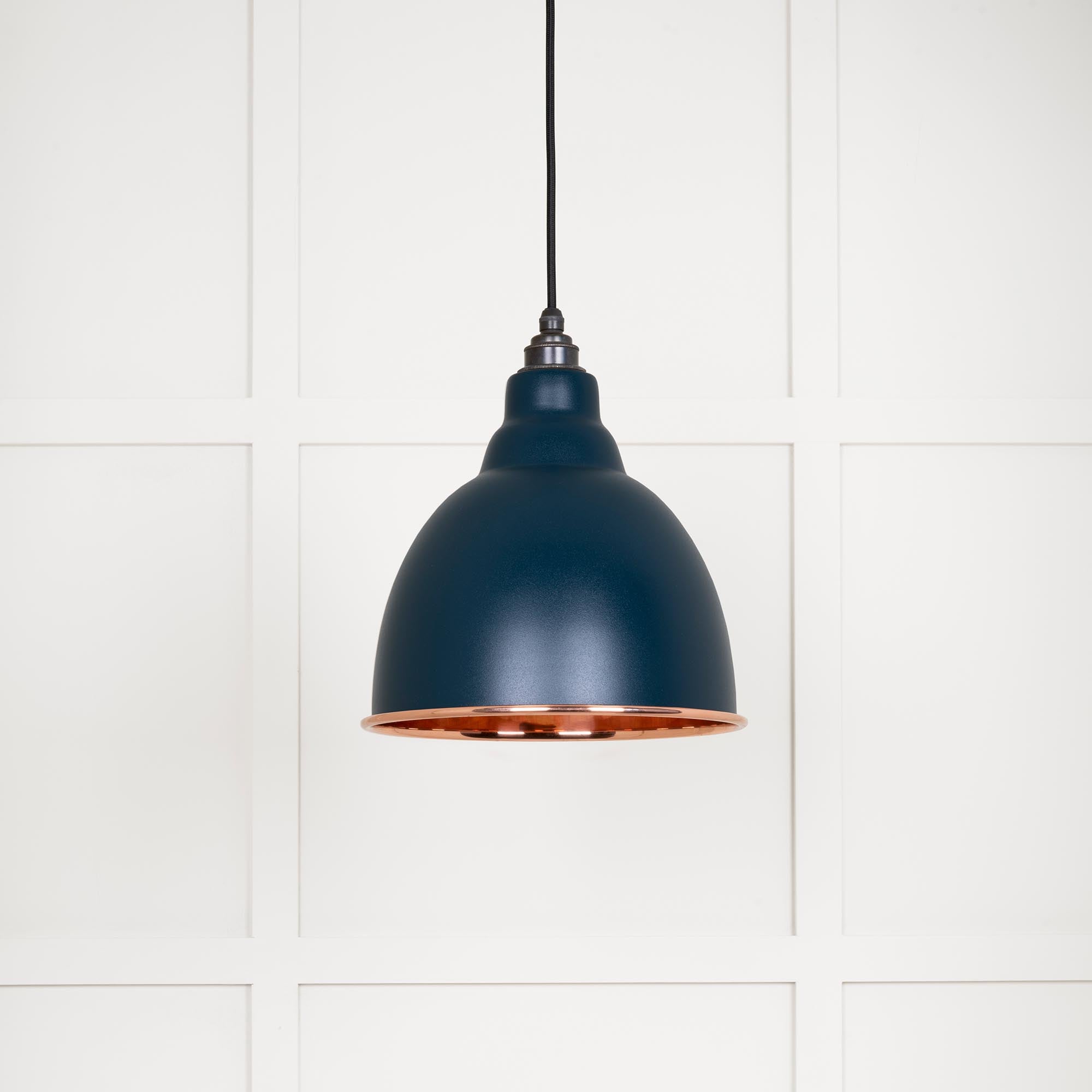 Smooth Copper Brindley Pendant Light  Dusk, Front Side.