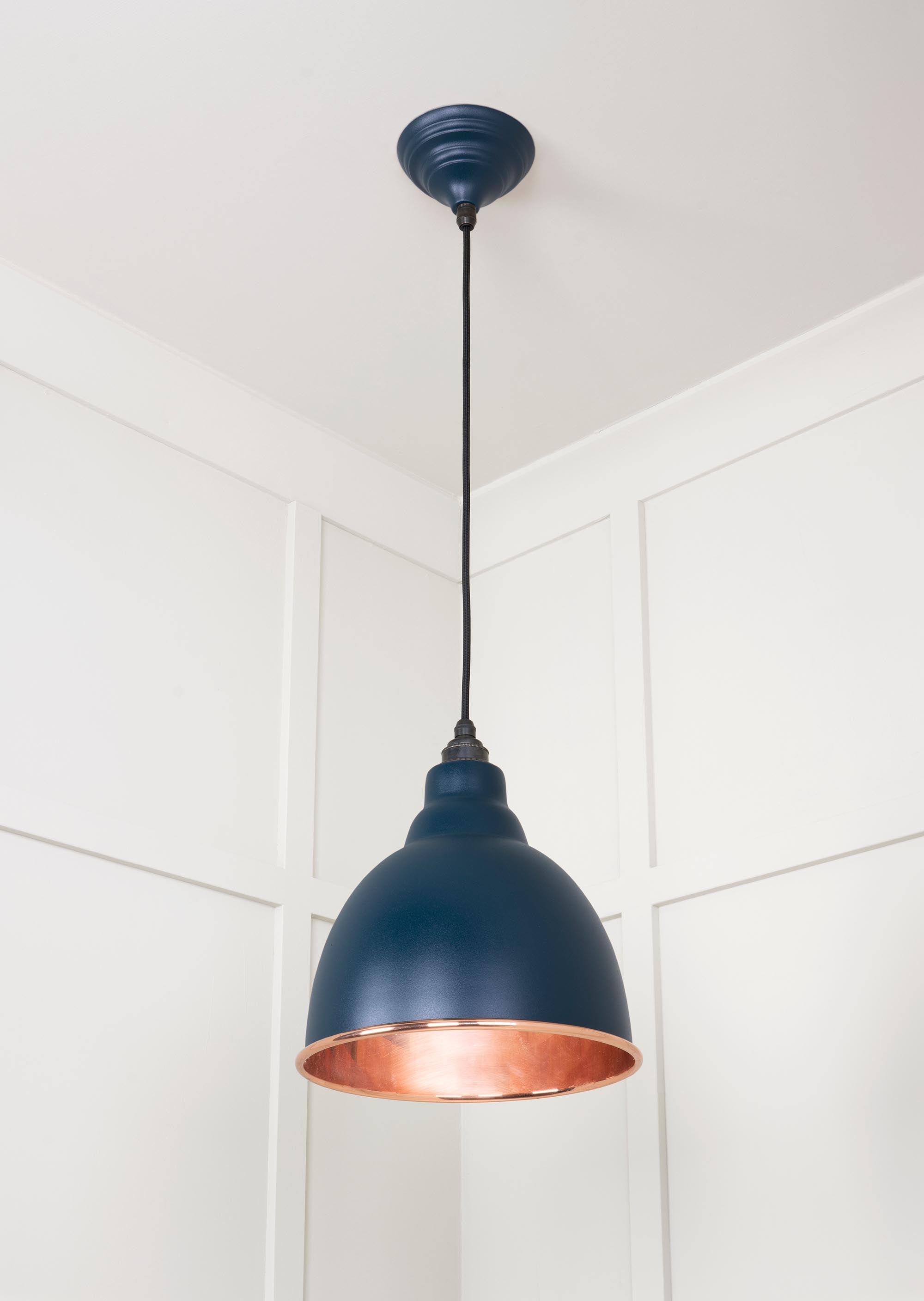 Smooth Copper Brindley Pendant Light  Dusk, Underside.