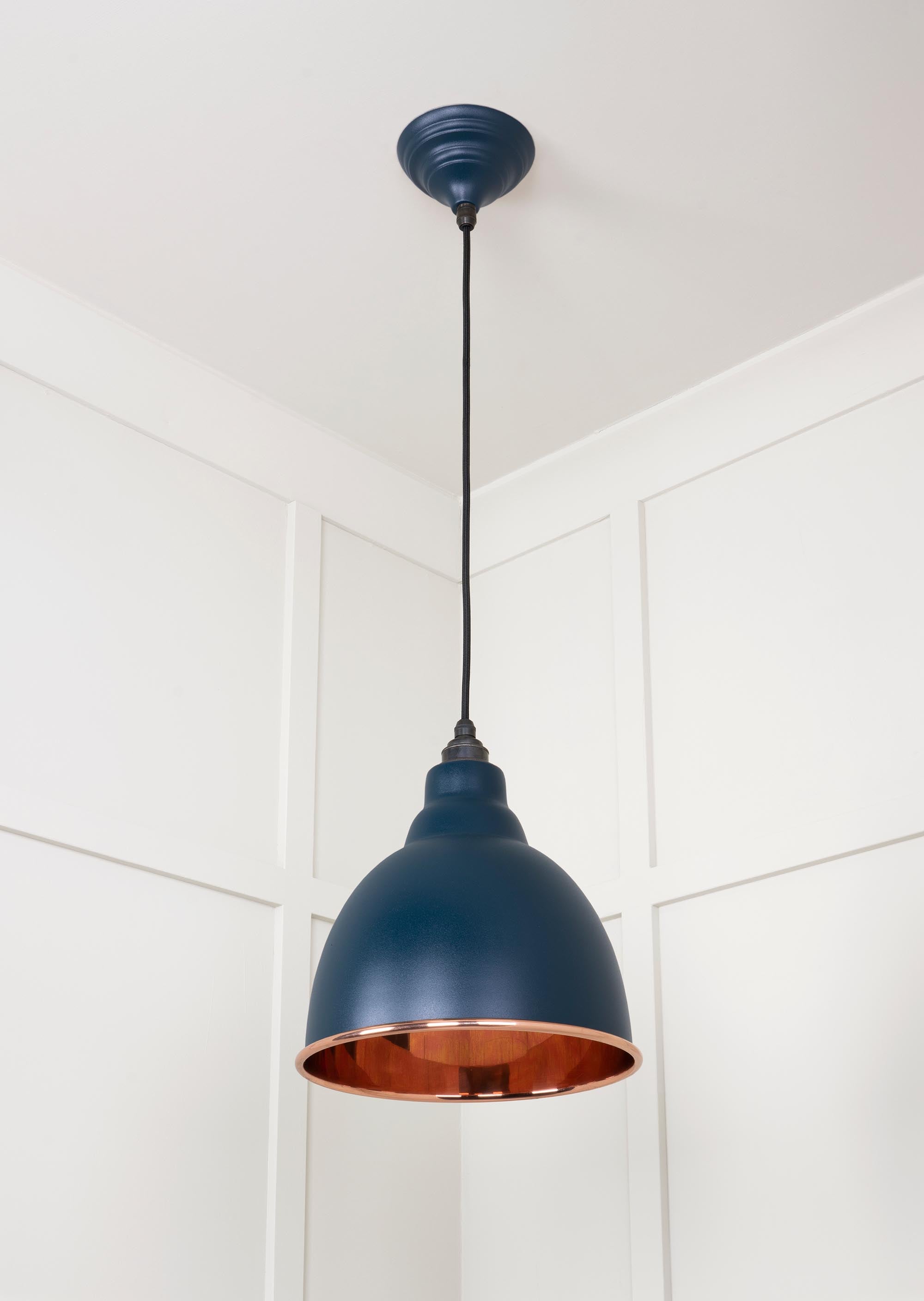 Smooth Copper Brindley Pendant Light  Dusk, Underside.