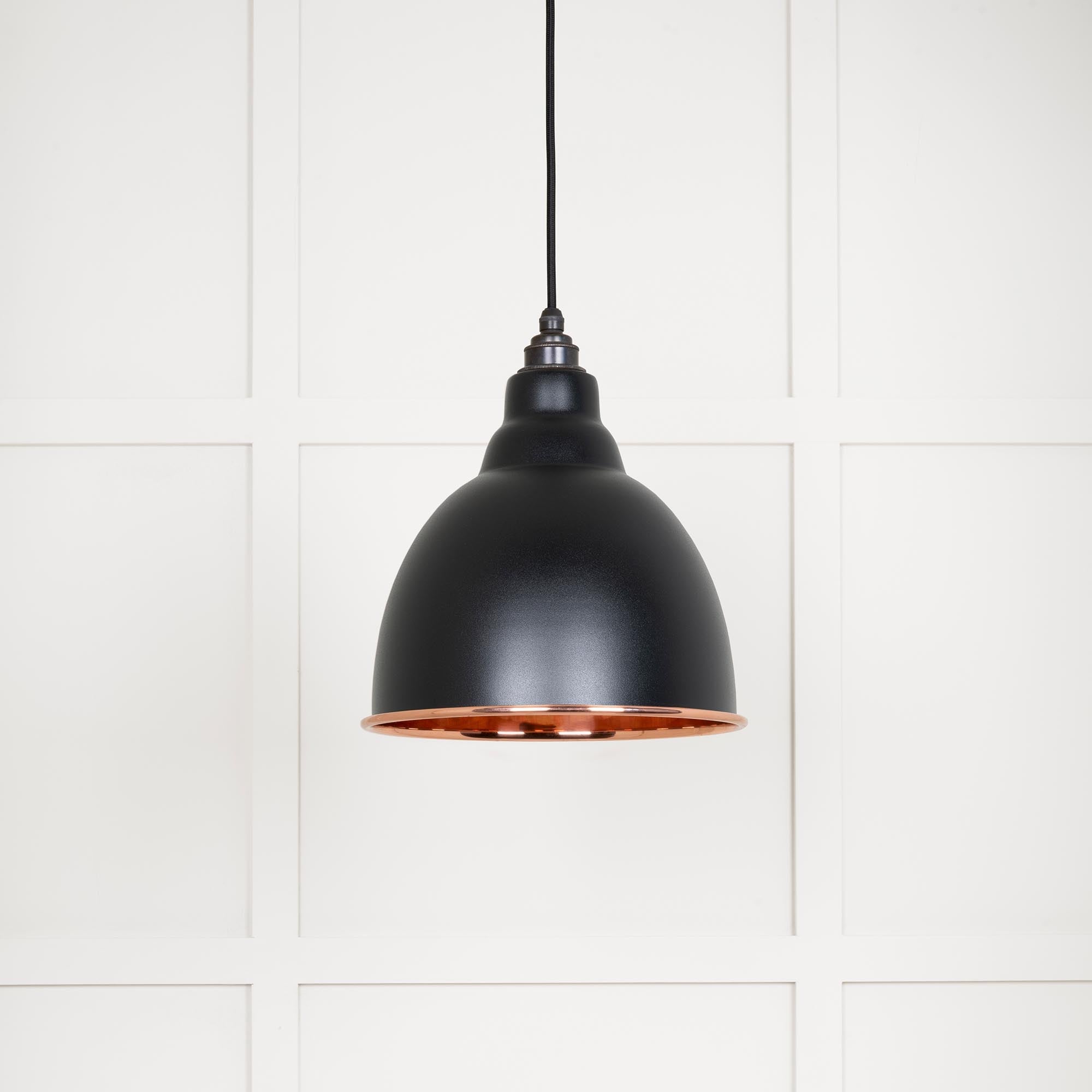 Smooth Copper Brindley Pendant Light  Elan Black, Front Side.