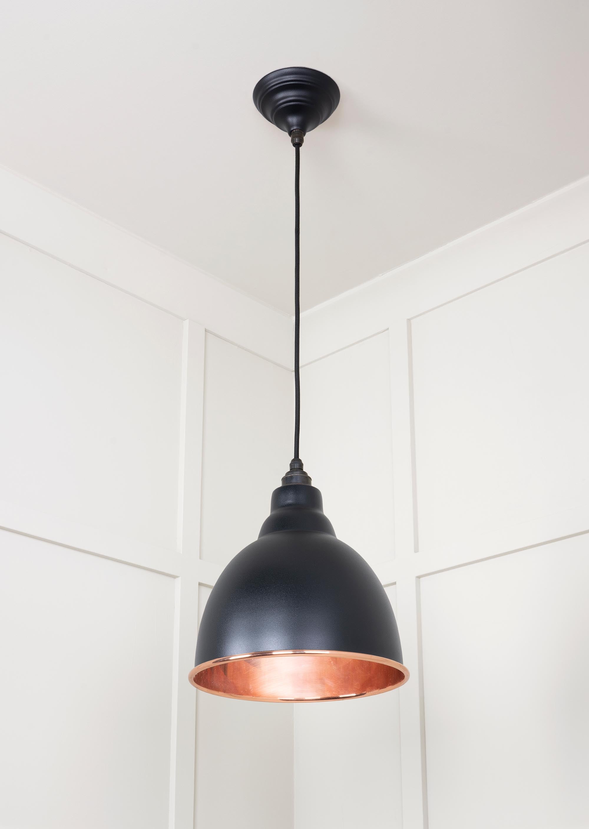 Smooth Copper Brindley Pendant Light  Elan Black, Underside.