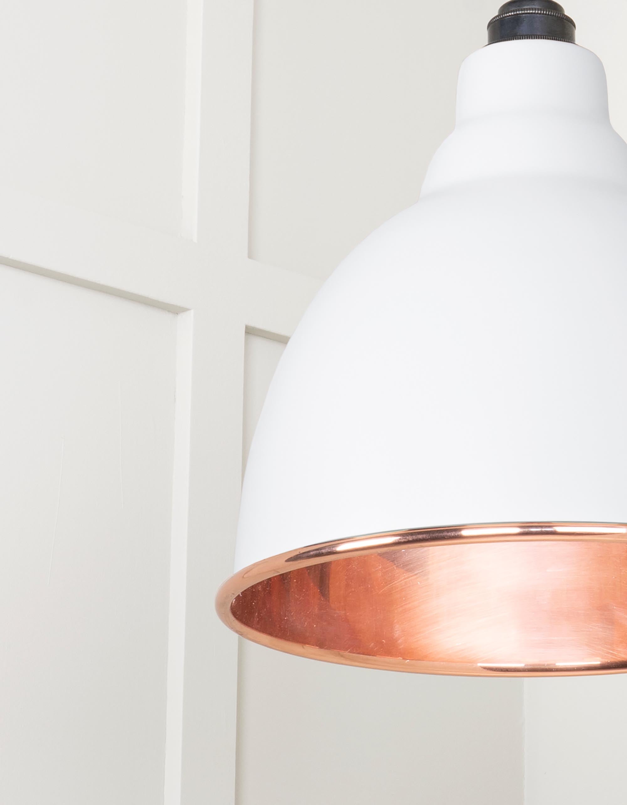 Smooth Copper Brindley Pendant Light  Flock, Detailed close up view of pendant.