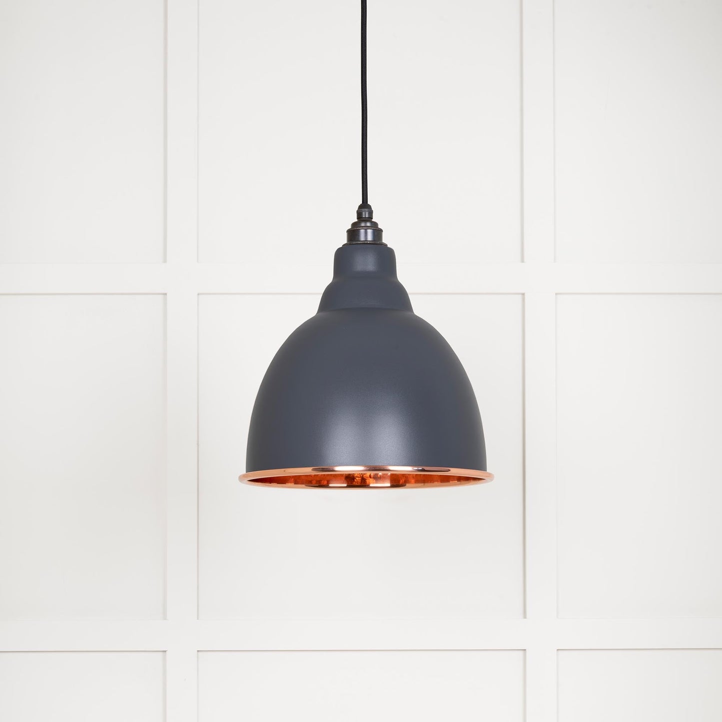 Hammered Copper Brindley Pendant Light  Slate, Front Side.