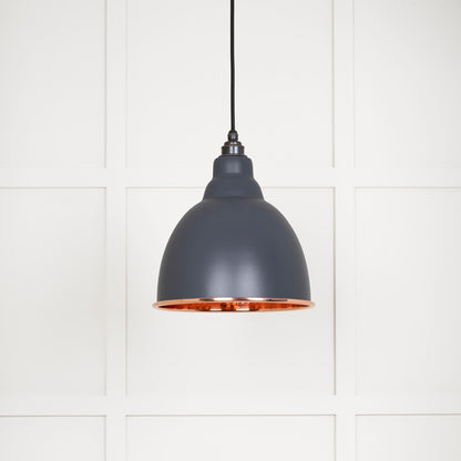 Hammered Copper Brindley Pendant Light  Slate, Front Side.