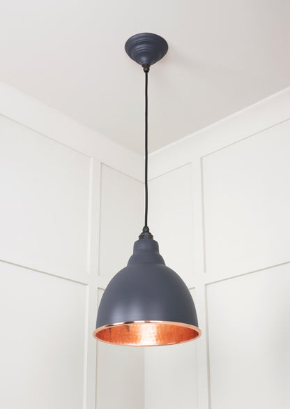 Hammered Copper Brindley Pendant Light  Slate, Underside.